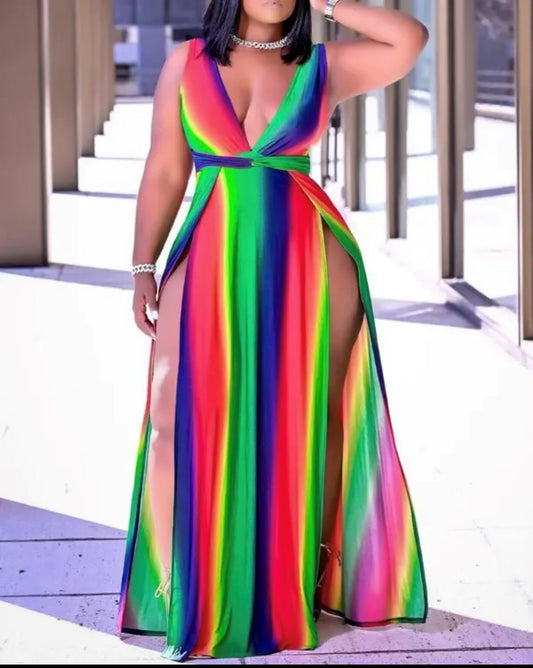 Rainbow High Split Dress