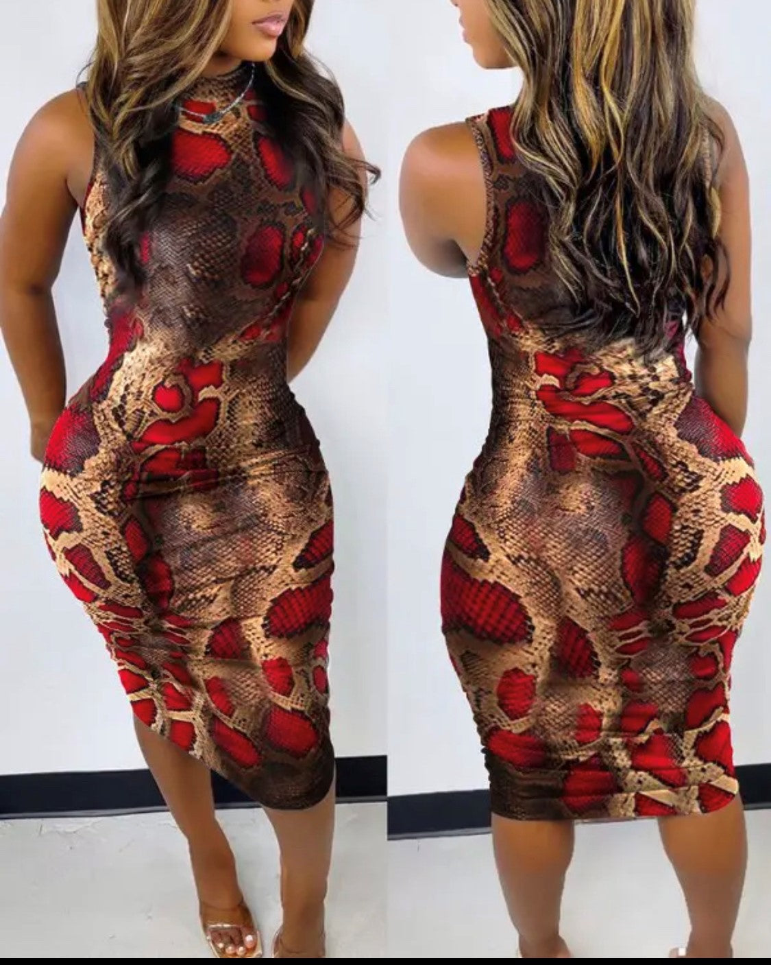 Snakeskin Sleeveless Dress